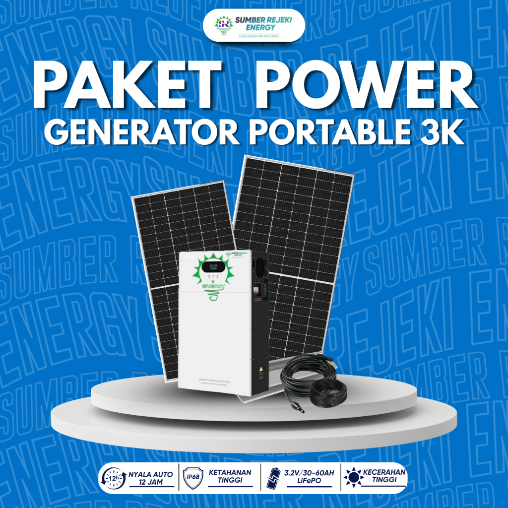 Paket Lengkap PLTS Portable 3000 Watt  (Off-Grid & Hybrid) - Solusi Listrik Pintar Anti Padam