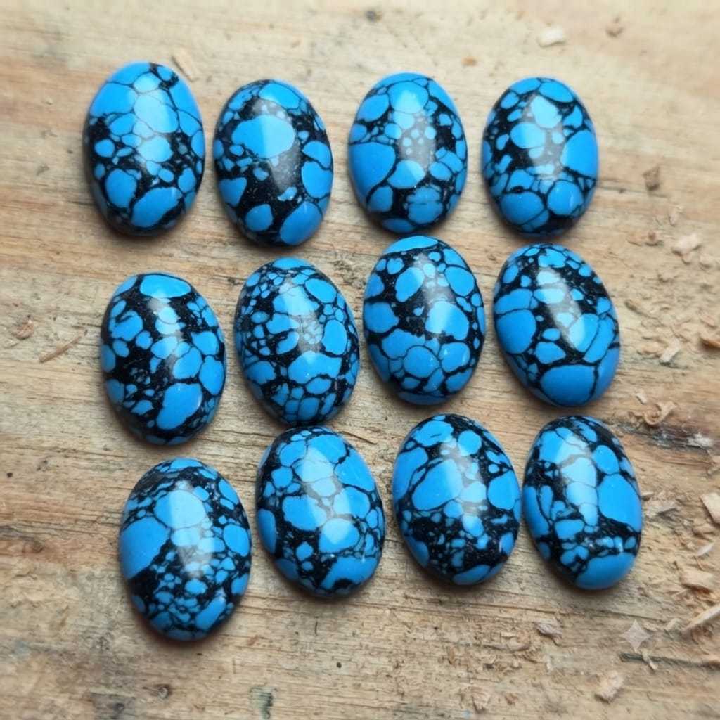Batu pirus hubai biru fancy urat hitam / pirus biru