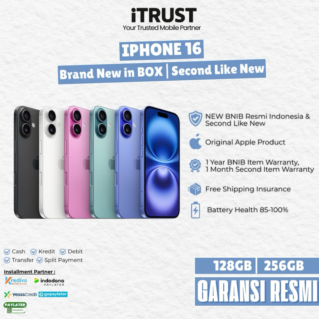 iphone 16 ex iBox Garansi 2 Bln 100% Original Second Resmi FULLSET 128GB/256GB - iTRusT BEC
