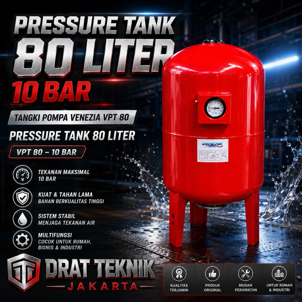 PRESSURE TANK 80 LITER 10 BAR TANGKI POMPA VENEZIA VPT 80 PRESSURE TANK 80 LITER PRESURE TANK 80 L V
