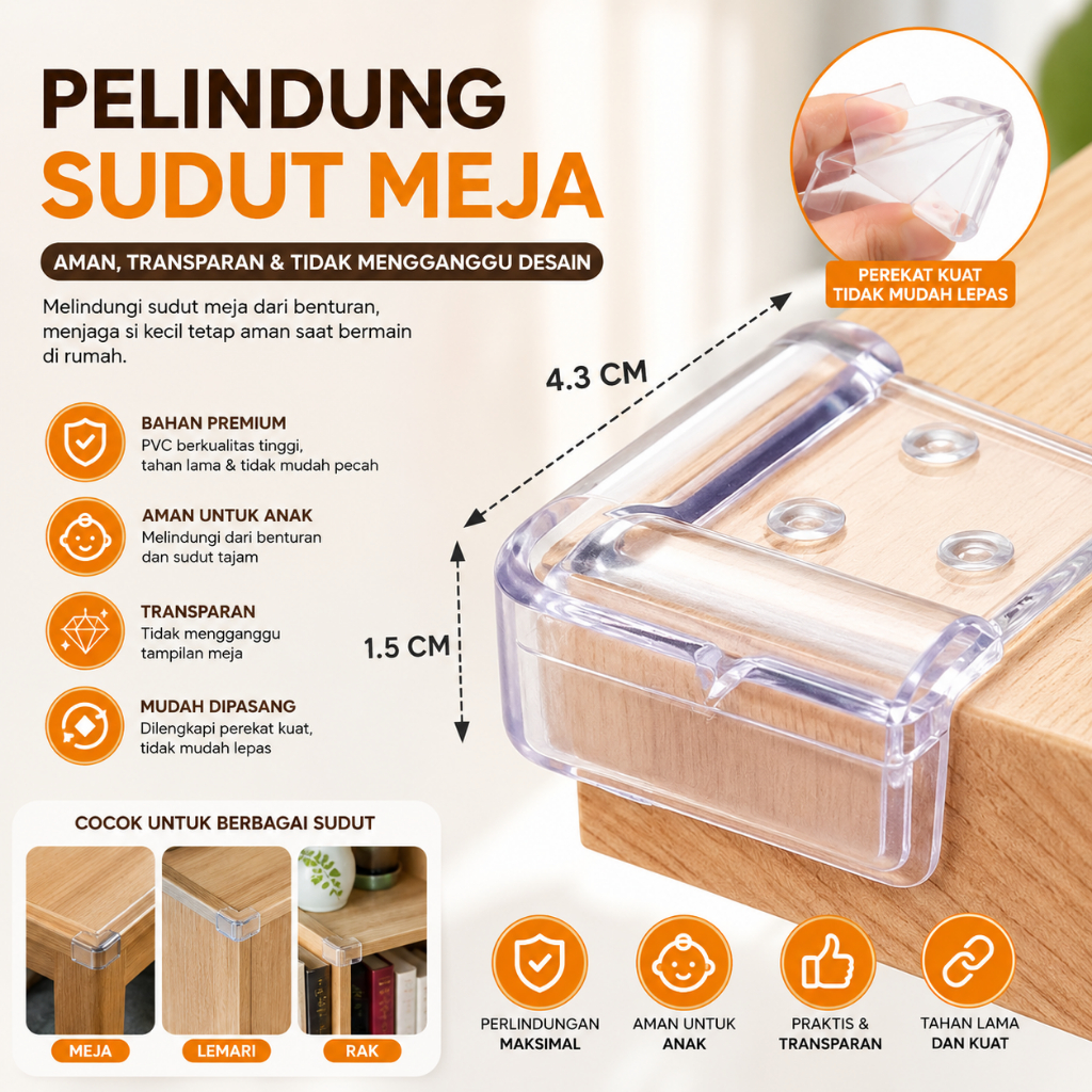 (KIM) Pelindung Siku Meja / Karet Pelindung Siku Meja Silicone / Pengaman Sudut Meja