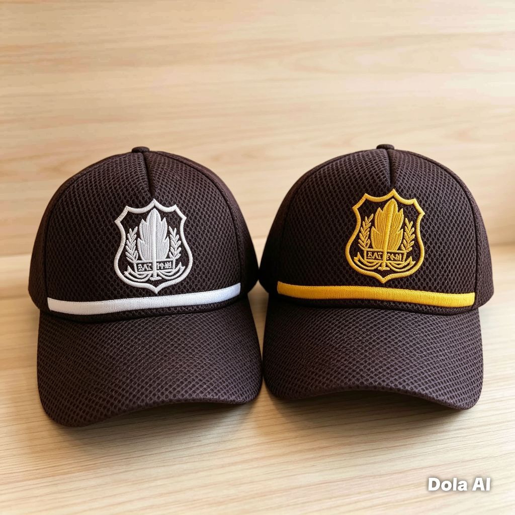 Topi Satpam Jaring Doublemess Coklat Satpam Security Topi Lis Satpam Security
