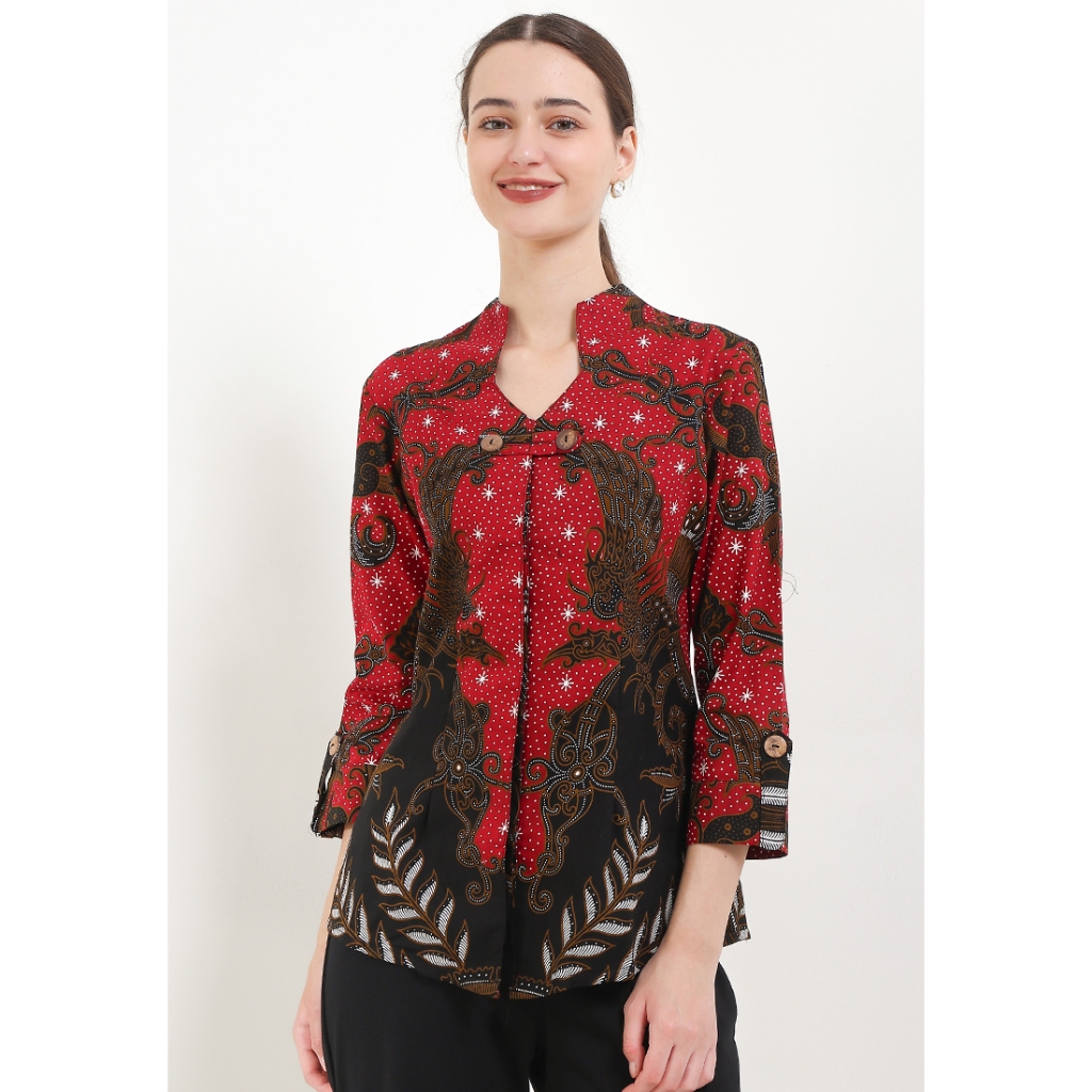Arjuna Weda Blouse Batik Wanita Motif Blarak Sasirangan