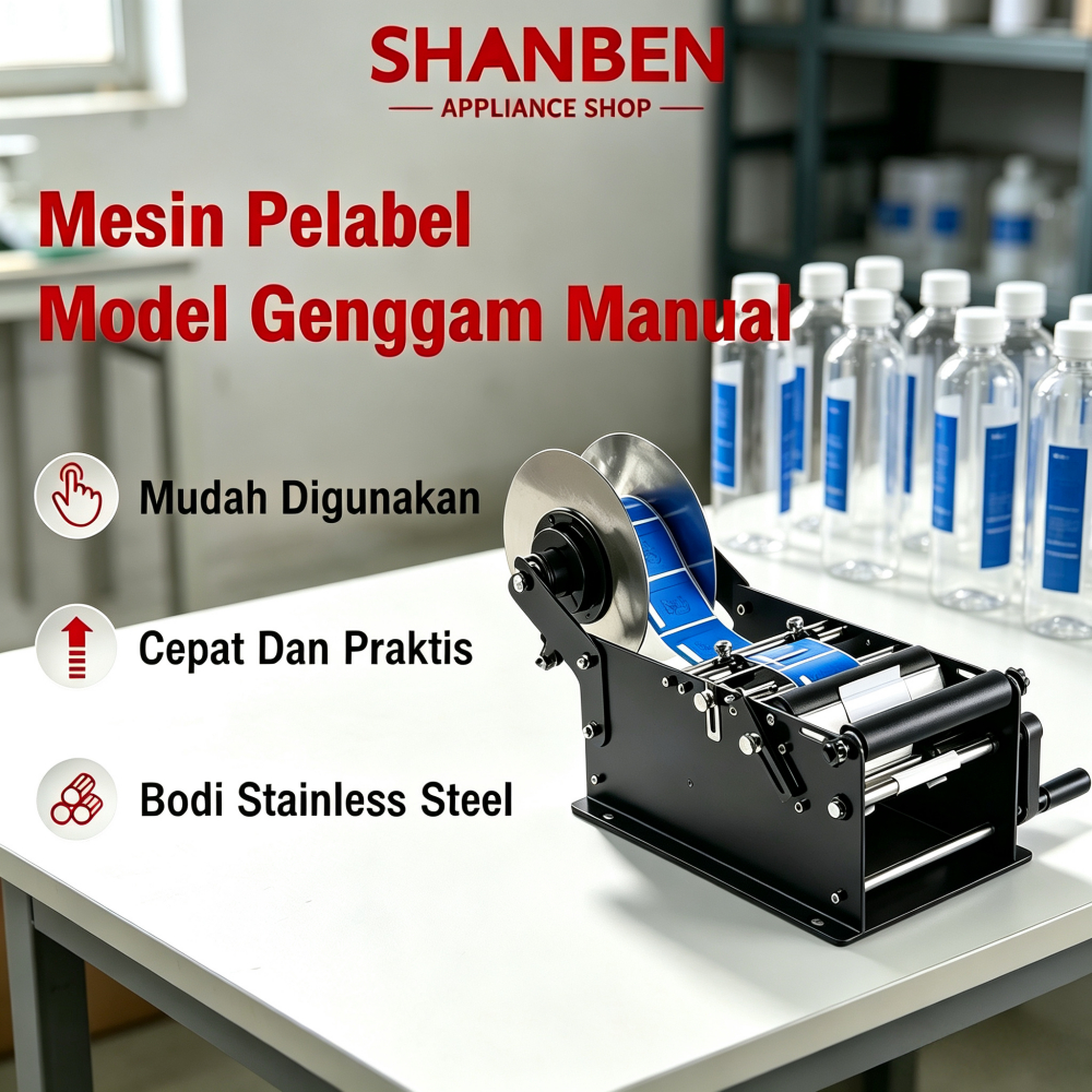 SHANBEN Mesin Pelabel Pelabel Botol Bulat Kecil Meja Manual Mesin Tempel Label Stiker Mesin Pelabel 
