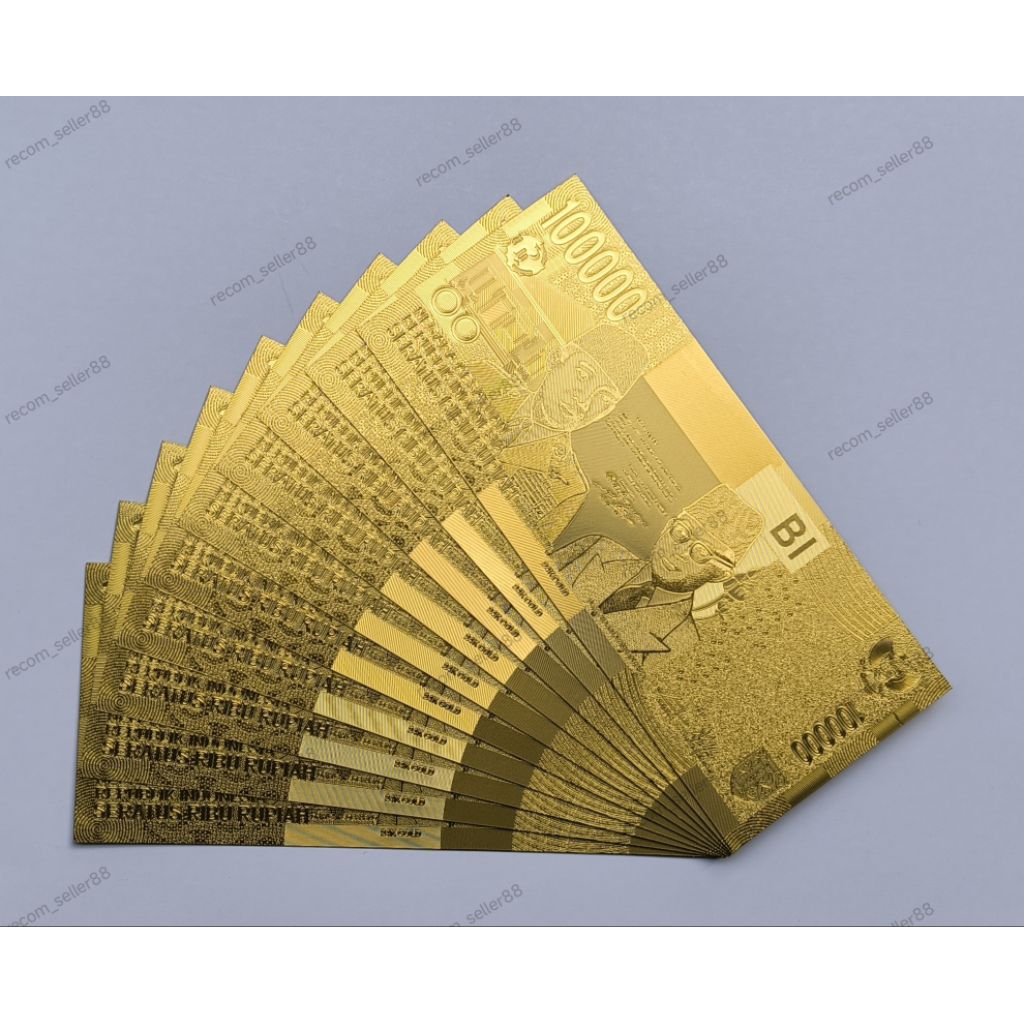 UANG GOLD FOIL SOUVENIR GOLDFOIL INDONESIA SOEKARNO HATTA BERBAGAI MODEL, ADA PECAHAN 1.000 SUKARNO 