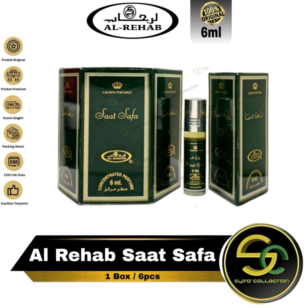 Parfum Al Rehab Saat Safa 6ml 1 Box 6 botol | Minyak Wangi Alrehab Original | Parfum arab | oleh ole