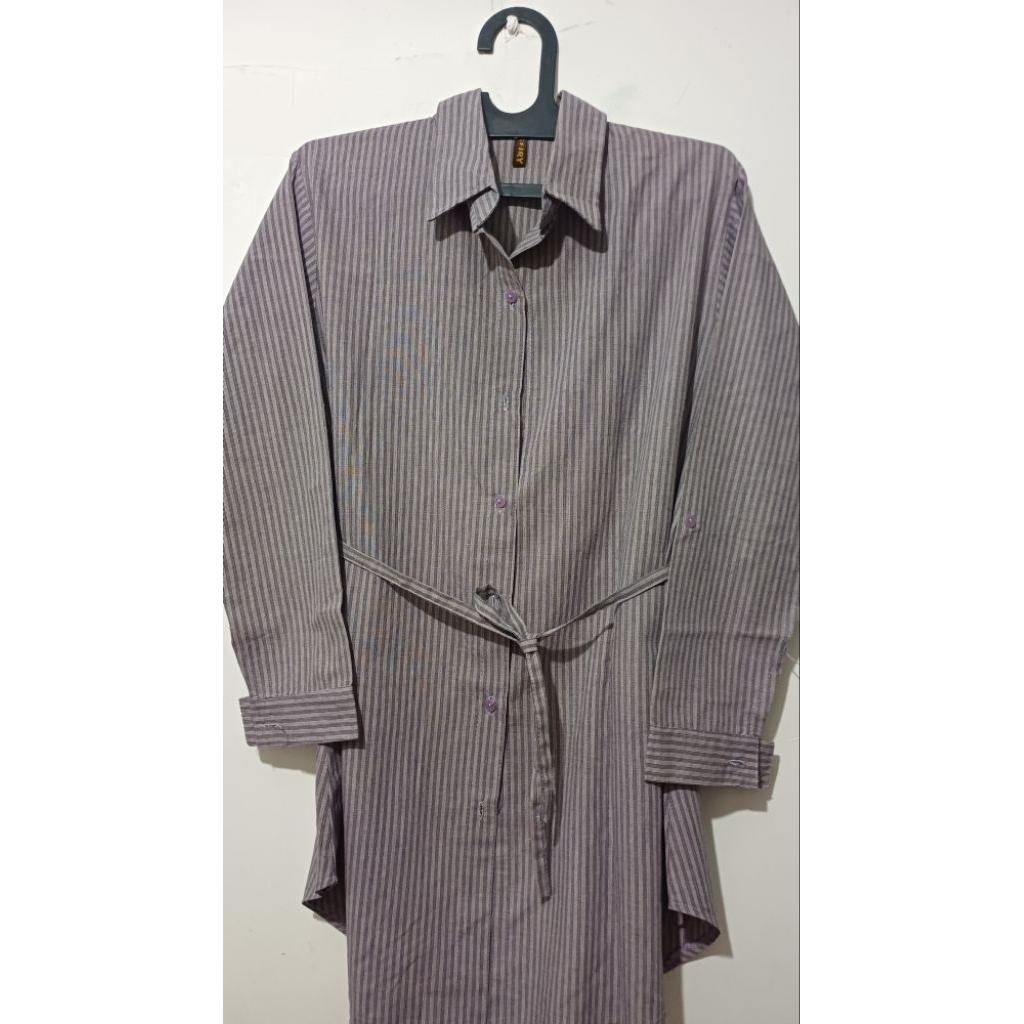 [preloved] Tunik Salur Cewek Baju Kemeja Tunik Garis Kemeja Murah Perempuan