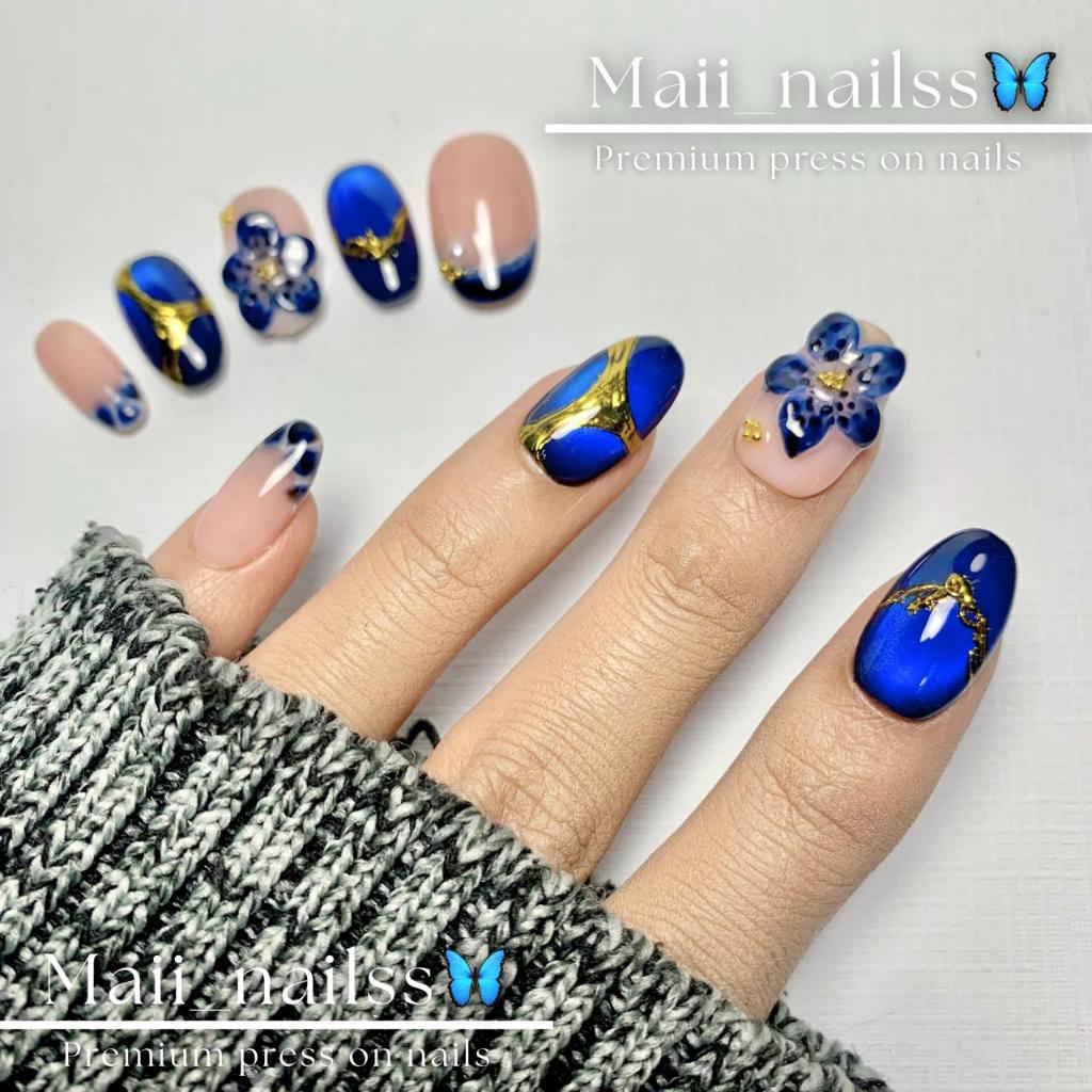(COD) 1 SET KUKU PALSU / NAIL ART / PREESS ON NAILS Desain simpel Elegan Daily Premium Custom Handma