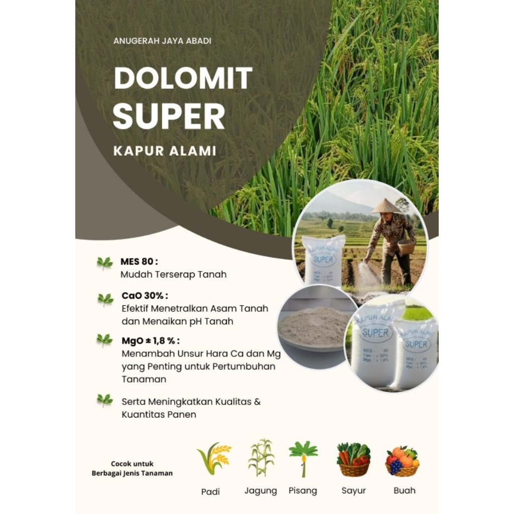 KAPUR DOLOMITE SUPER (Kapur Alami) MESH 80 RECPAK 4KG