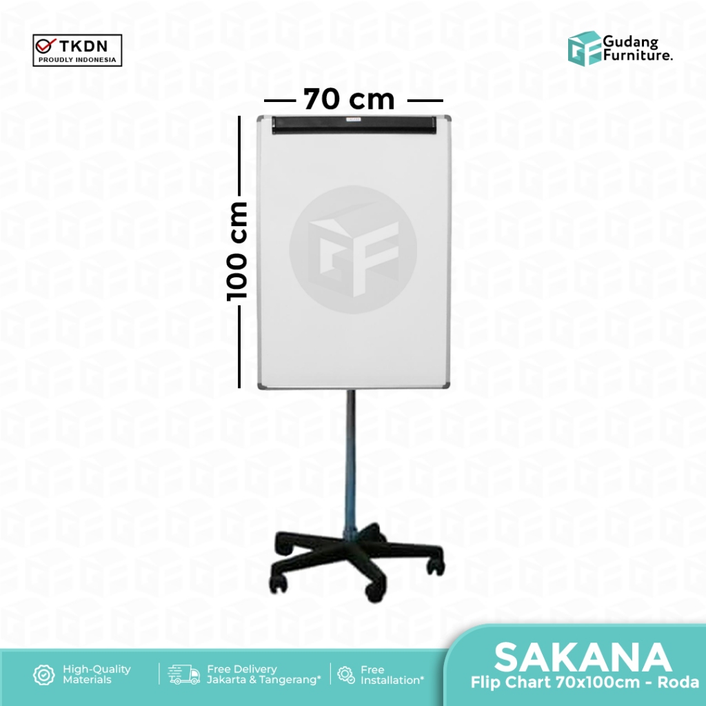 Papan Tulis Flip Chart SAKANA 70x100cm ( Roda 5 )