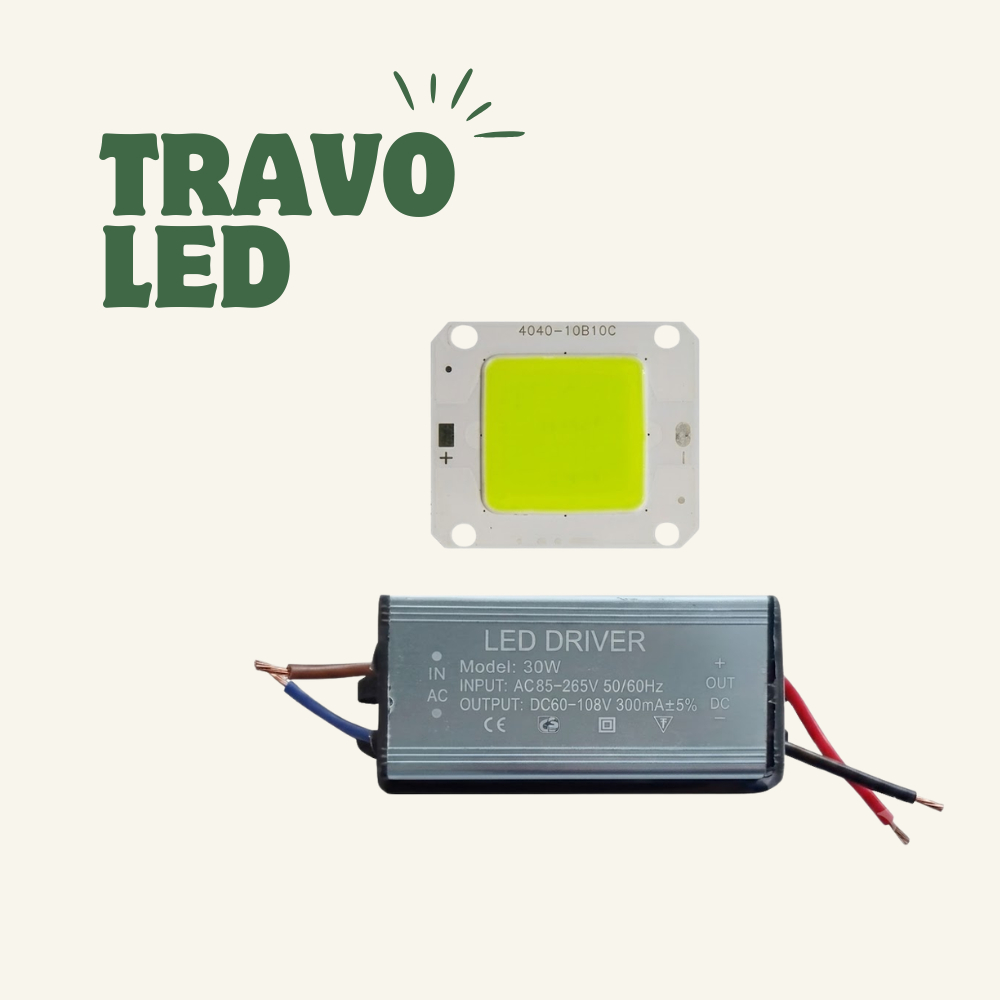 Chip Led mata lampu Sorot Led 50W 50 Watt + Led Driver / Ballast Set - Trafo+Chip 100W