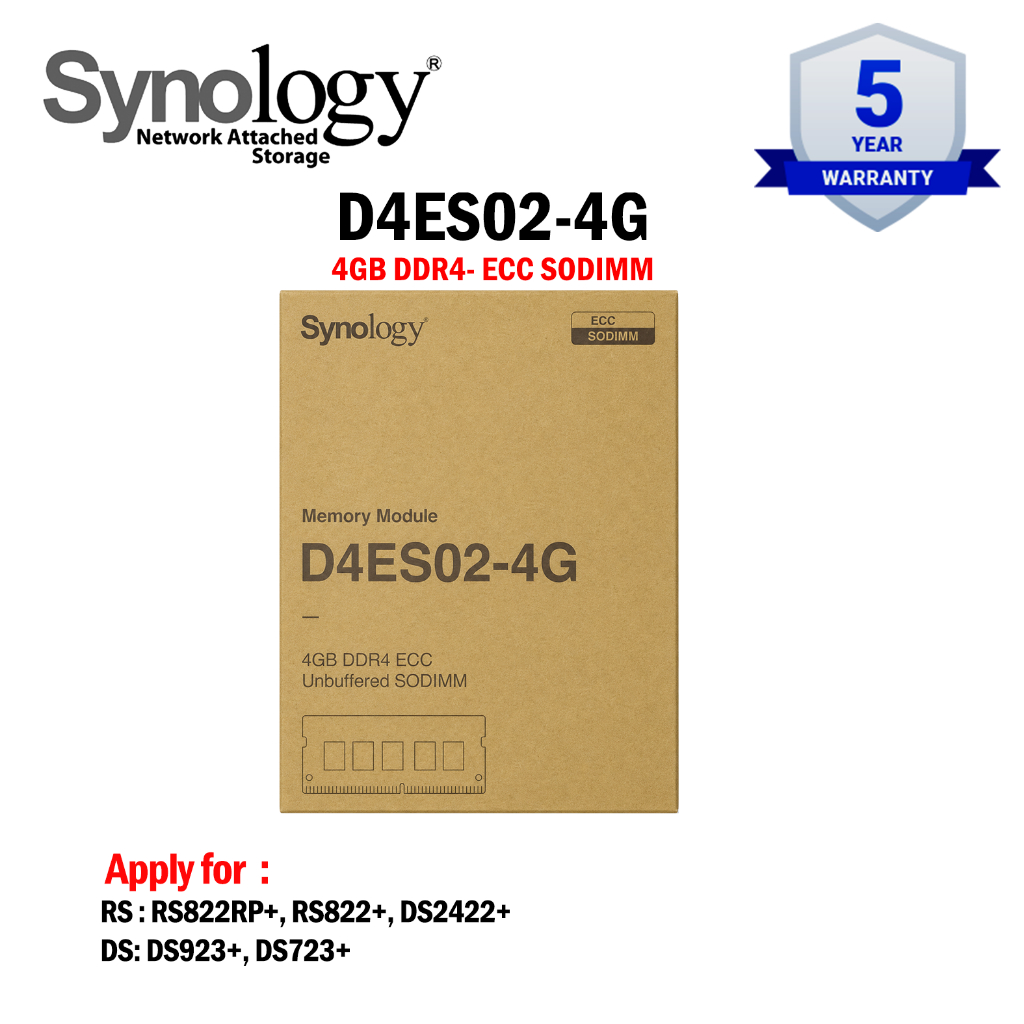 Synology Memory Upgrade D4ES02-4G : 4GB DDR4 ECC SODIMM