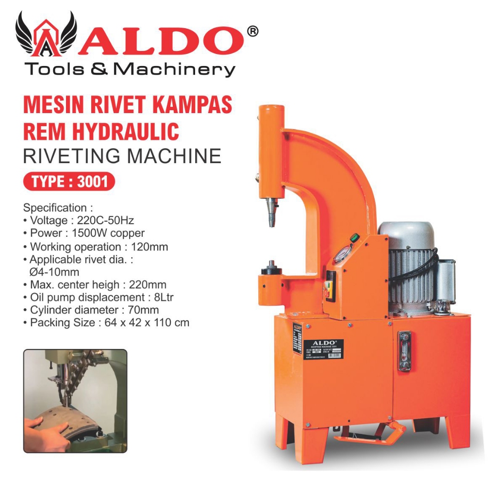 MESIN RIVET KAMPAS REM HYDRAULIC 3001 / RIVET MACHINE MERK ALDO