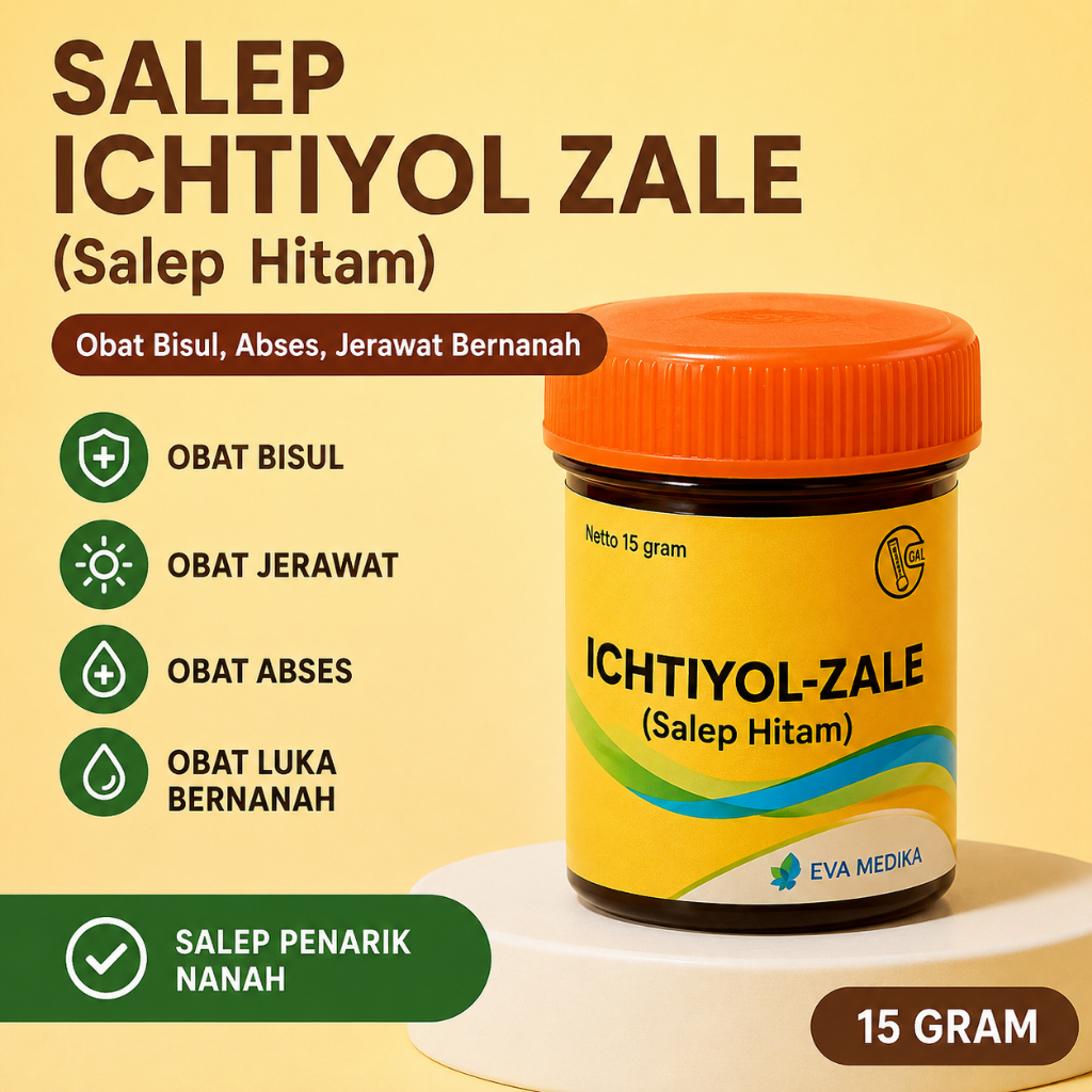 ICHTIYOL-ZALF Salep Hitam Original 15g  Salep Bisul Abses Jerawat Bernanah Penarik Nanah