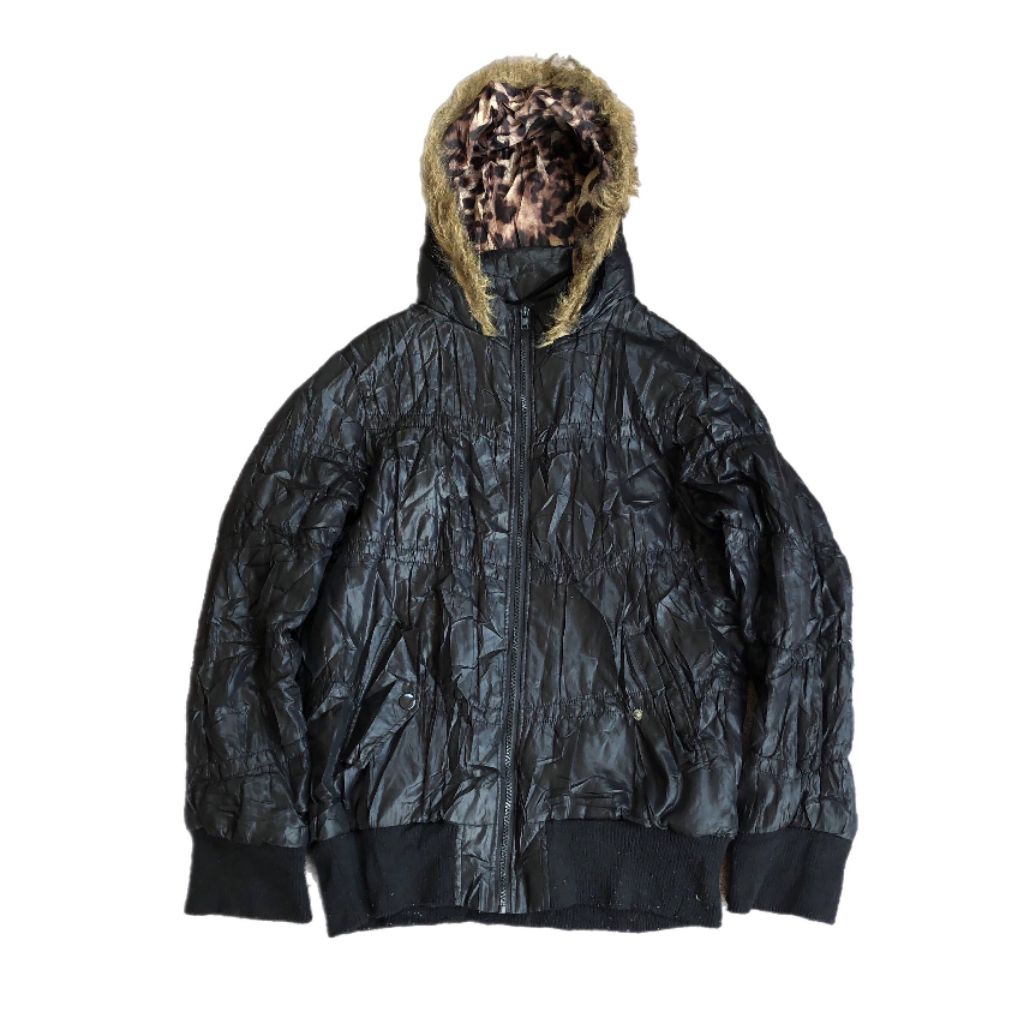 Y2K JOKY GAL PUFFER FUR JACKET GRUNGE

