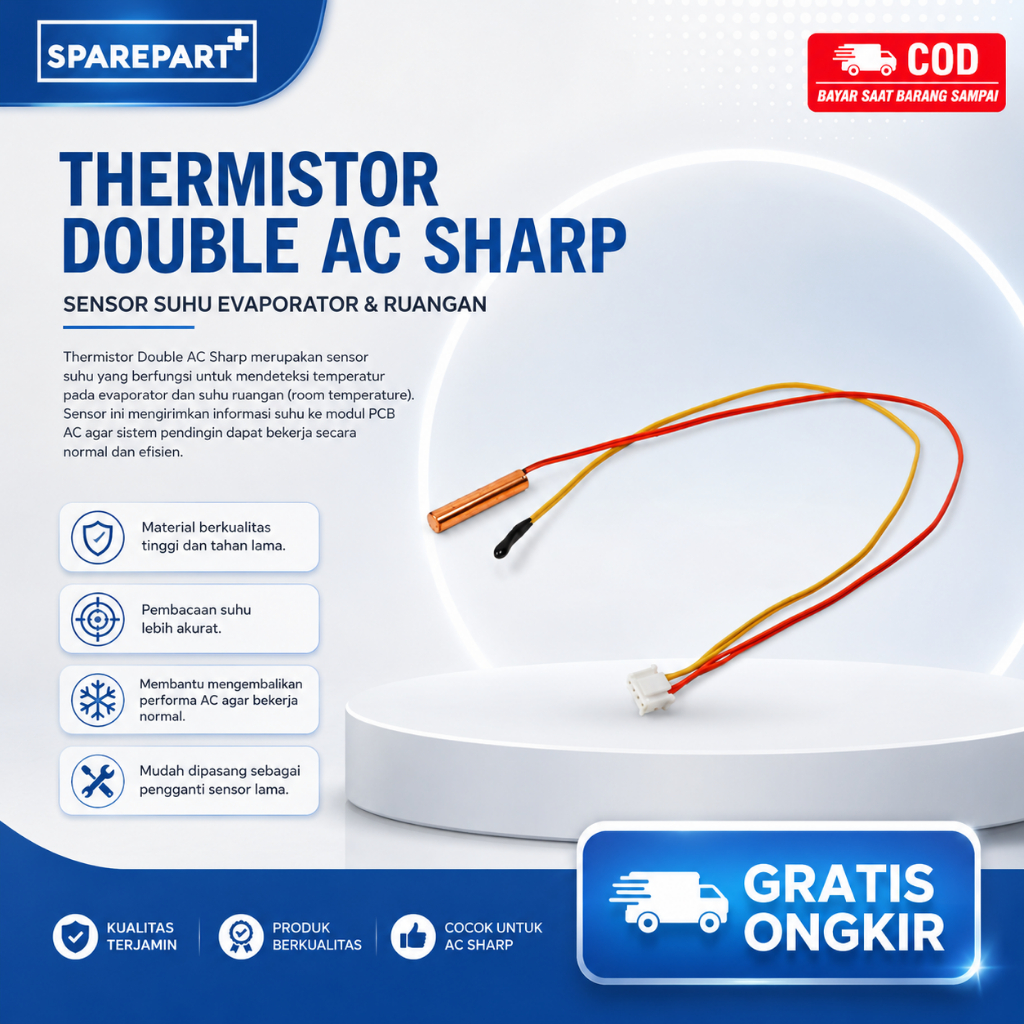 THERMISTOR DOUBLE AC SHARP Sensor Suhu Evaporator Room Thermis AC Sharp Universal Sparepart AC
