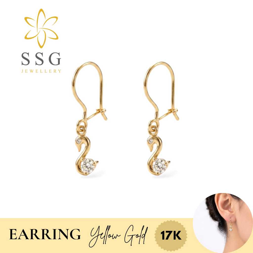 Anting Kait Swan-Anting Kait Angsa Yellow Gold/Kadar 17K/SSG Jewellery