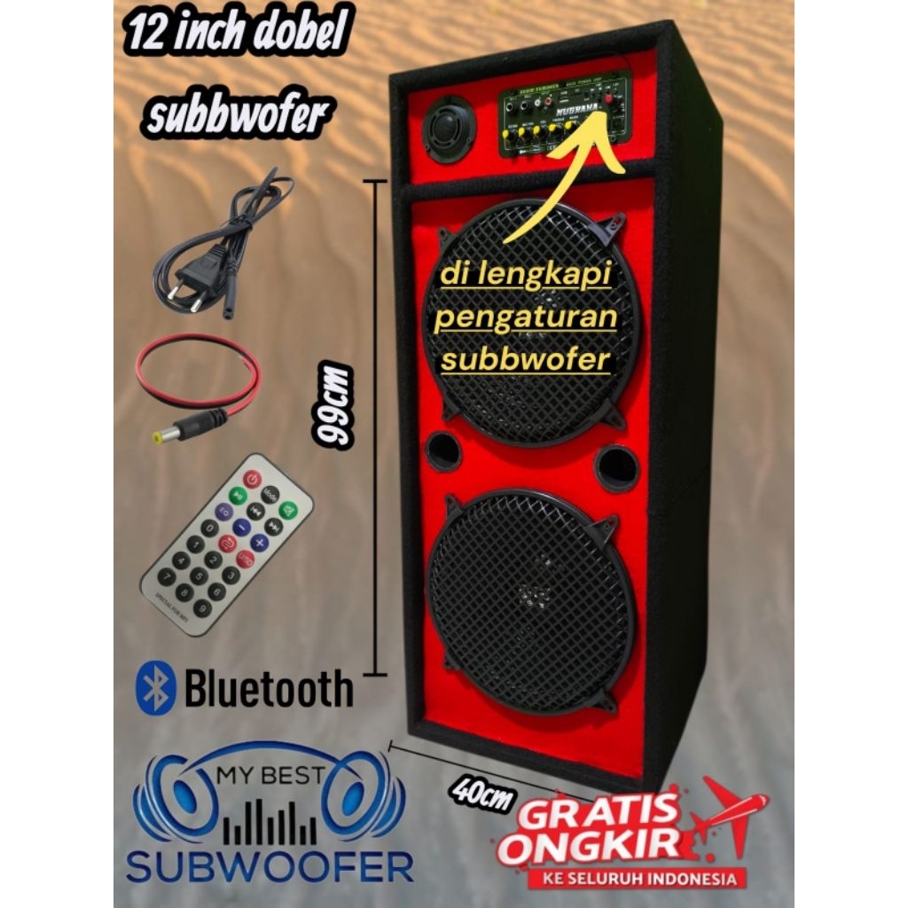 speaker aktif 12 inch bluetooth karaoke dobel 1 box isi 2 spiker bas horeeg