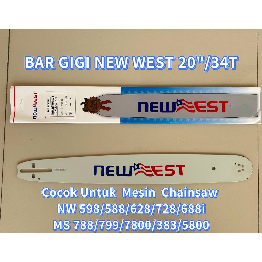 1 Set Bar New West 20 inch Gigi Kasar dan Rantai 20"/34T.1 Paket Bar New West 20 inch dan Rantai Ore