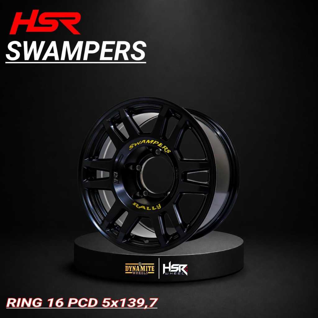 HSR SWAMPERS Ring 16 Lubang 5 R16 Lebar 8 Pcd 5X139,7 | MIDNIGHT BLACK