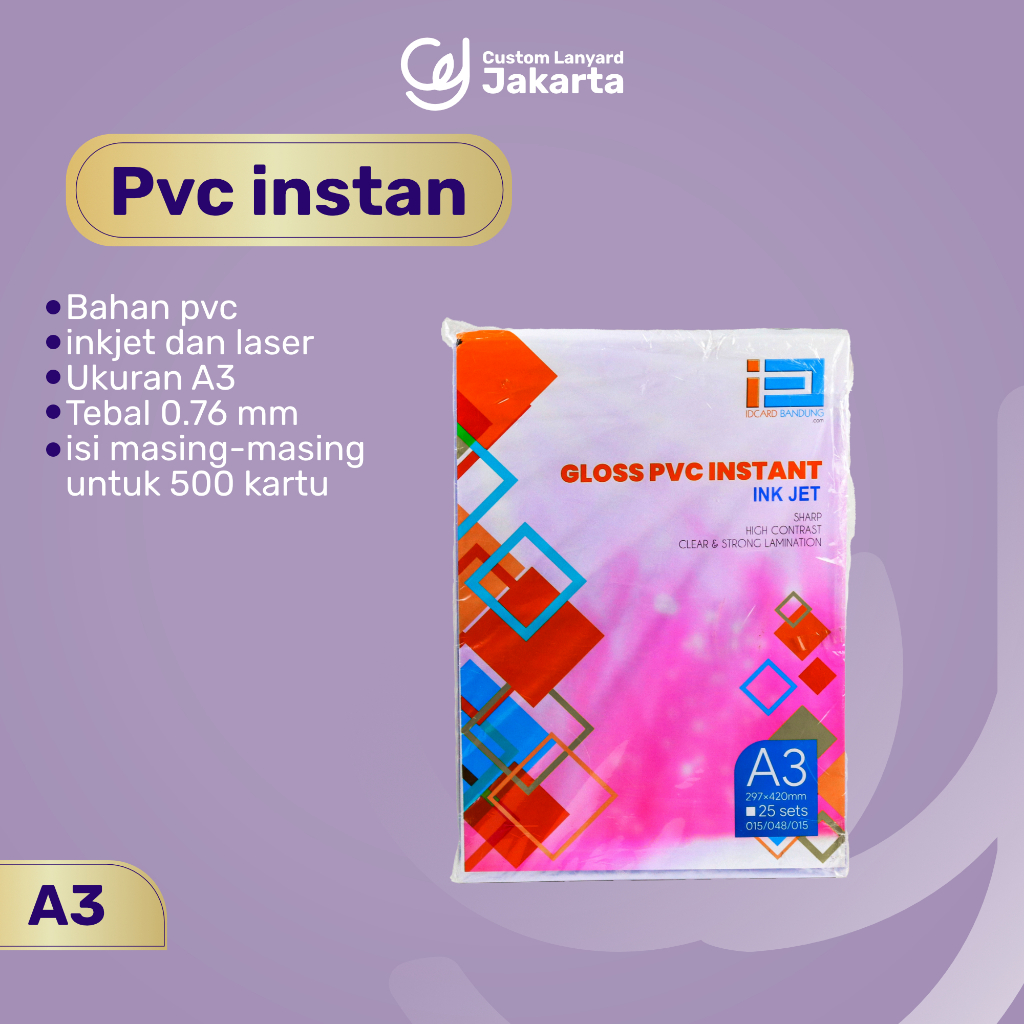 bahan kartu instan ukuran A3 print inkjet dan laser, kartu instan print dan laser a3