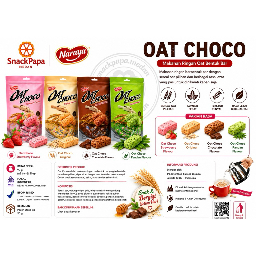 NARAYA OAT CRUNCH [1 PACK @90G] | NARAYA OAT CRUNCH RASA ORIGINAL | NARAYA STROBERI | NARAYA COKELAT
