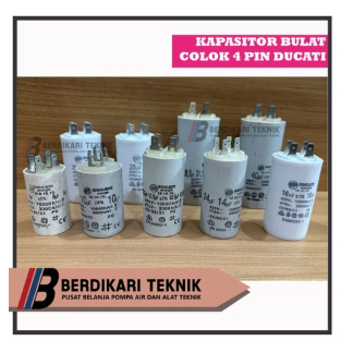 Kapasitor Capasitor Pompa Air Satelit Sibel Submersible Ducati Bulat Colok 4 pin 4pin 8 10 12.5 14 1