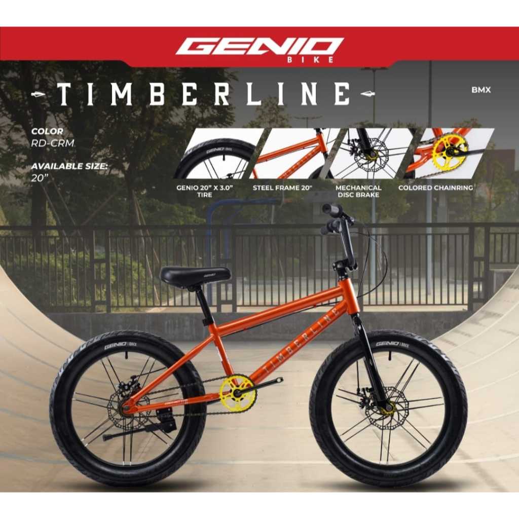 Sepeda BMX Genio Timberline size 20 inch Rem DIsk Sepeda BMX Rem Cakram Genio Timberline size 20inch
