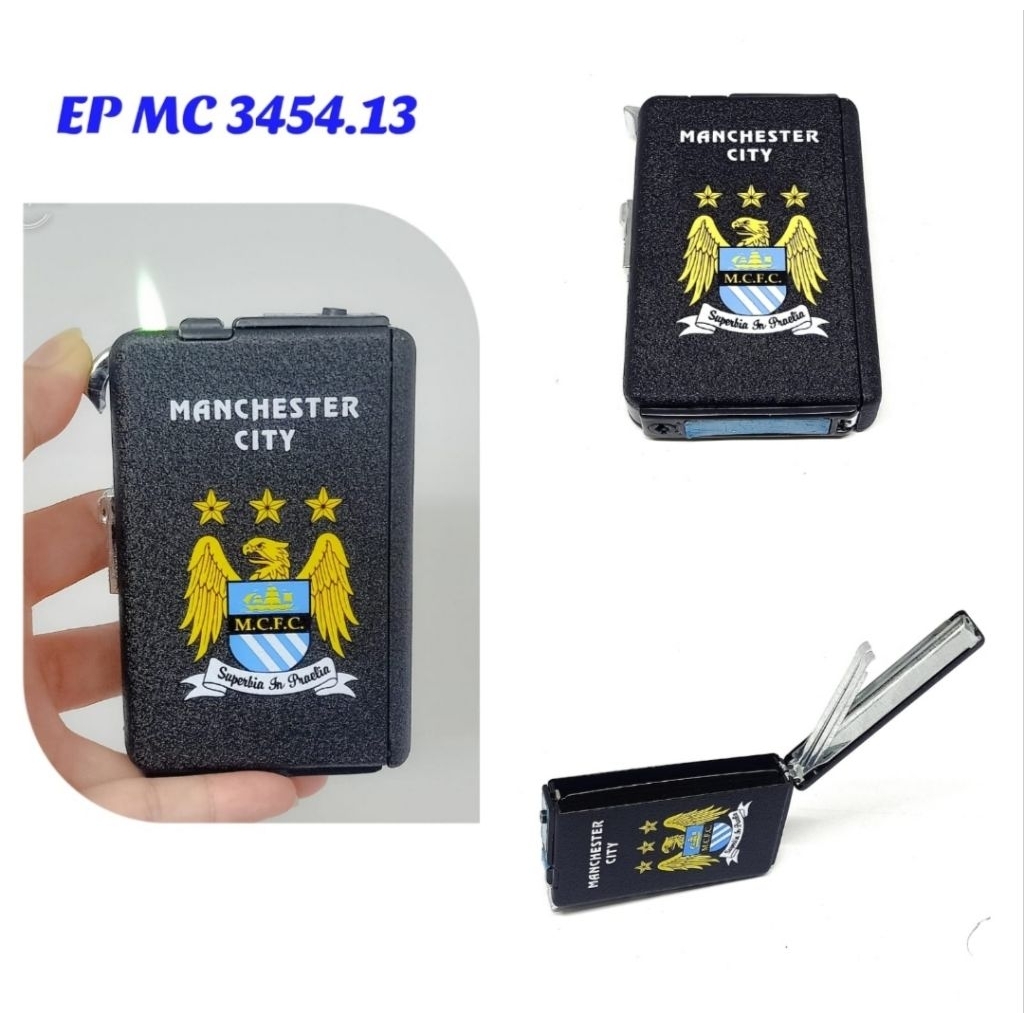 KOTAK ROKOK + PEMATIK API 2-IN-1 EDISI KHUSUS MANCHESTER CITY - KODE EP MC 3454.13 | DESAIN EKSKLUSI
