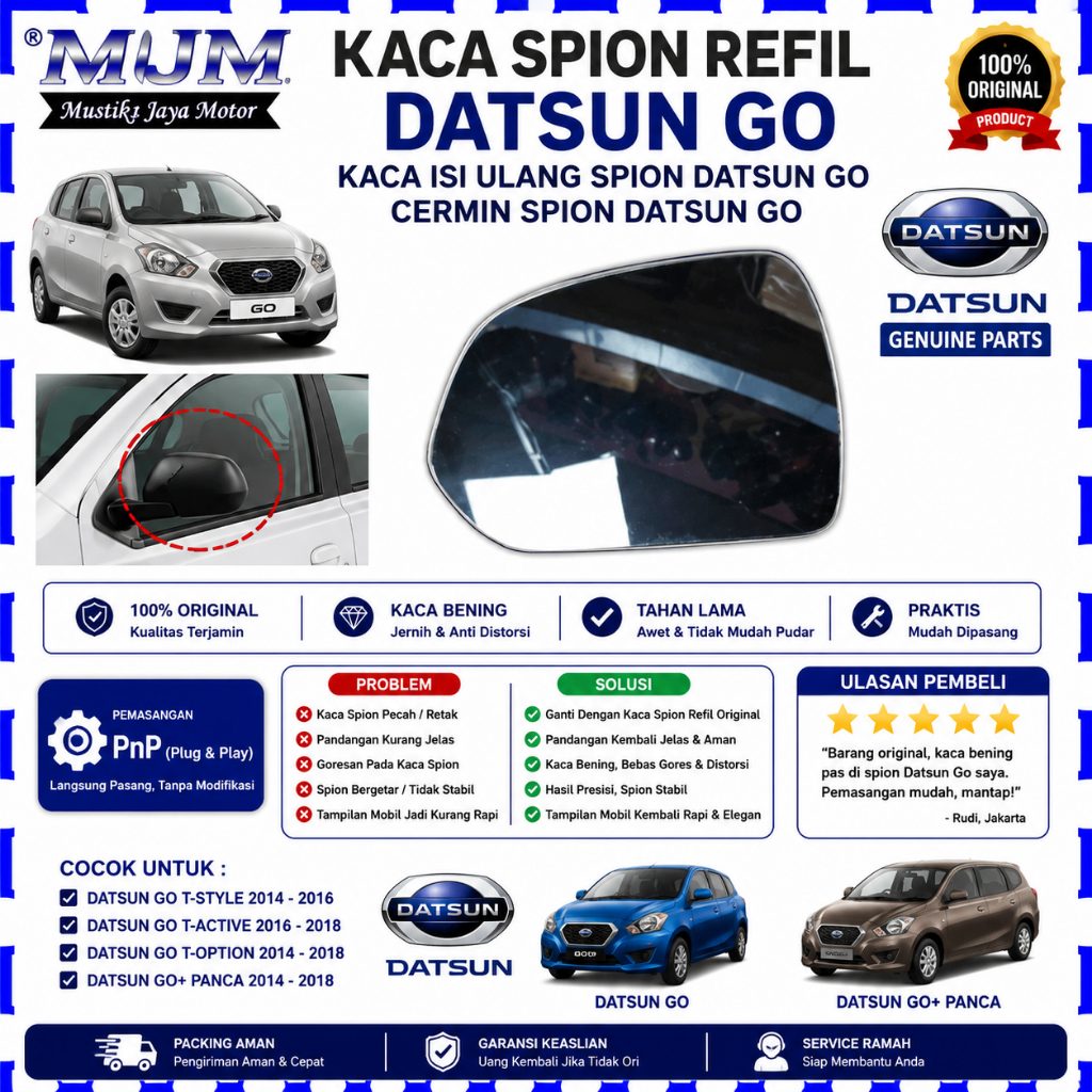 kaca spion refil datsun go kaca isi ulang spion datsun go cermin spion datsun go kanan atau kiri
