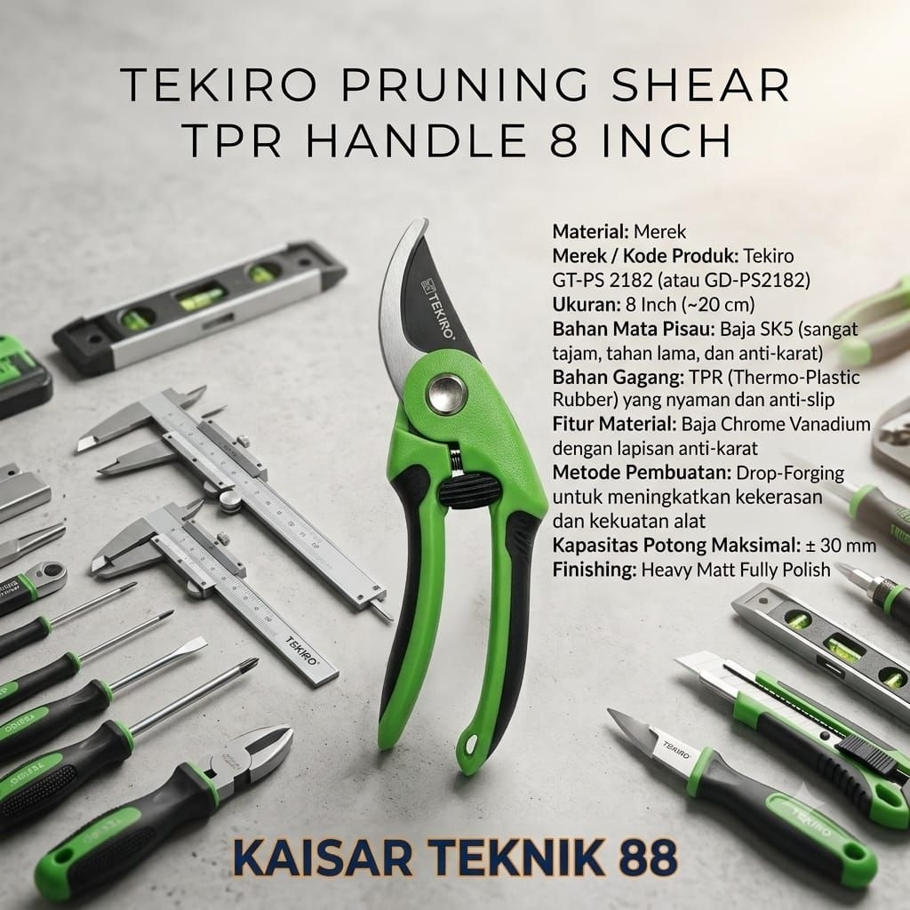 TEKIRO PRUNING SHEAR TPR HANDLE ( 8 INCH )/ TEKIRO GUNTING DAHAN BENGKOK GAGANG TPR ( 8 INCH ).