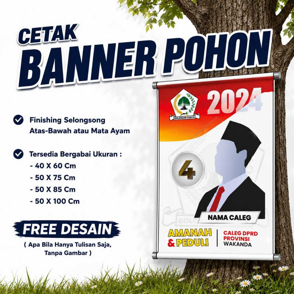 BANNER POHON, BANNER RONTEG, SPANDUK MMT PINGGIR JALAN, BANNER CALEG