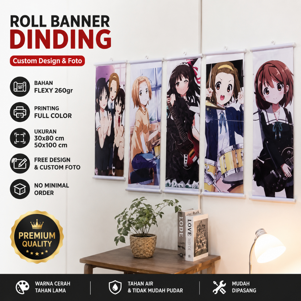 Roll Banner / Poster Gantung Anime - Kpop Custom Gambar bisa Request