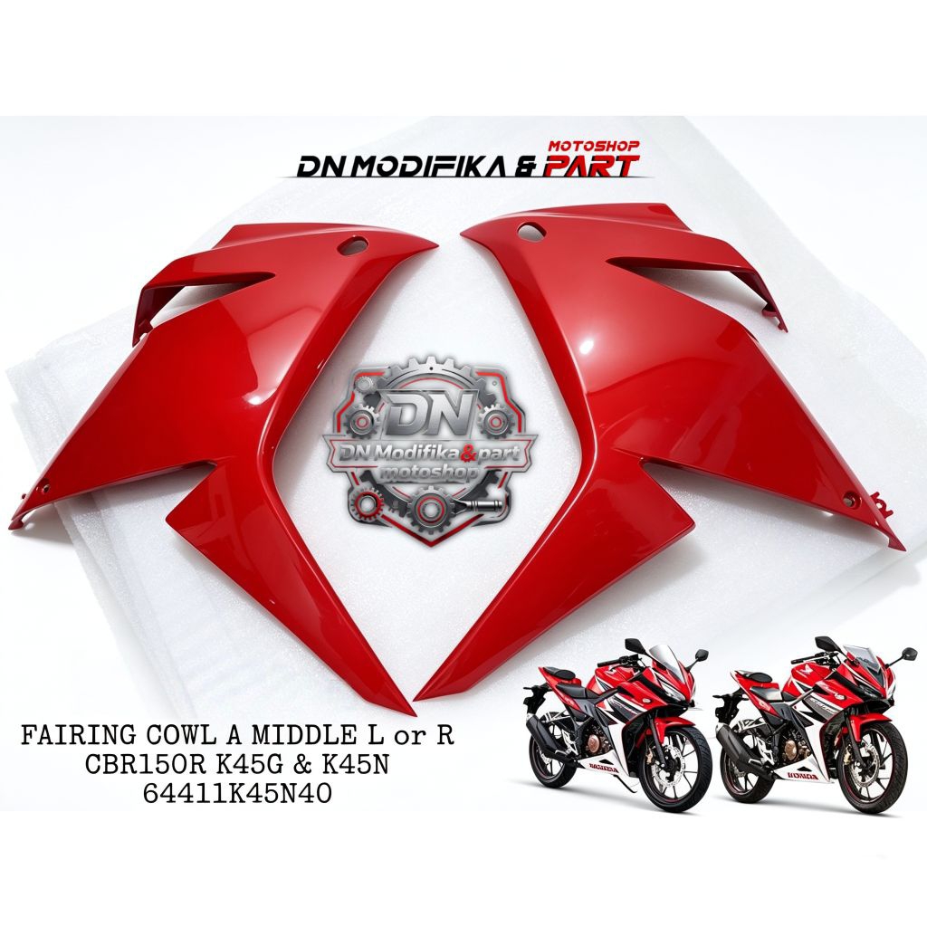 COWL A L/R MIDDLE 64411K45N40 Fairing Kiri or kanan CBR150R Fairing sayap samping CBR 150R Red Racin