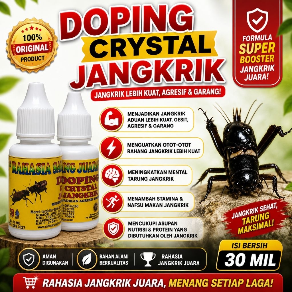 Doping Crystal Jangkrik Tetes 30 mil Doping Jangkrik Aduan Menjadikan Jangkrik Lebih Agresif & Ganas