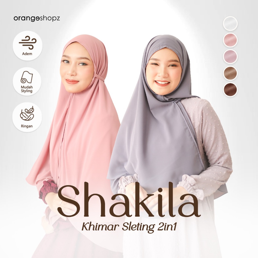 Orangeshopz - Khimar Zipper Sleting 2in1 Jumbo Syari 2 Layer Cerruty Baby Doll Premium Shakila Hijab
