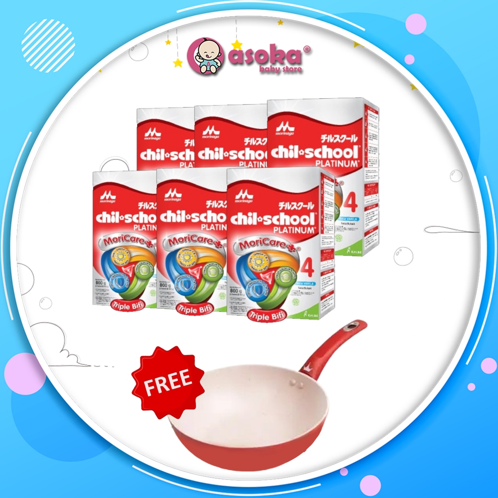[5 PCS] Morinaga Chil School Platinum Madu & Vanilla 800g Kaleng FREE Frypan Bolden Golden Sun ASOKA