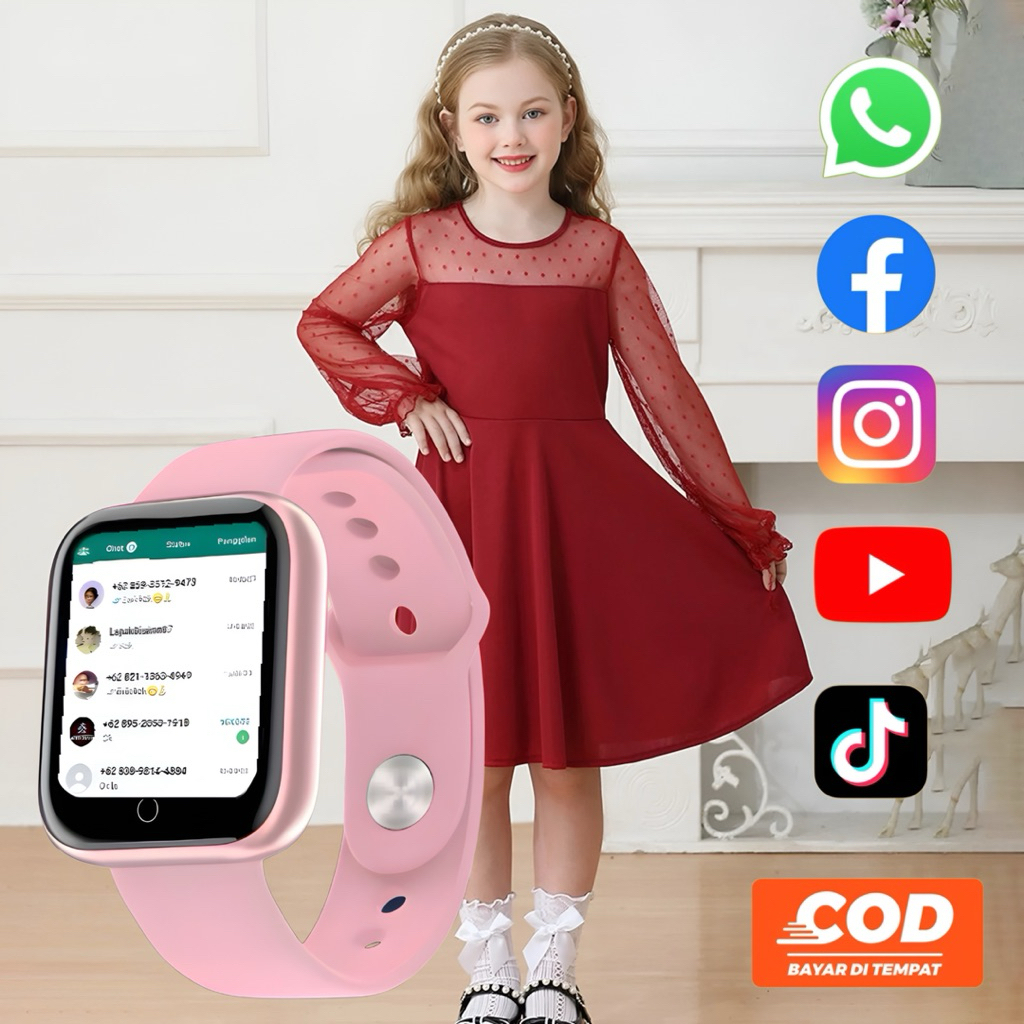 Smartwatch Jam Tangan Android Hp Tahan Air bisa WA SMS Telpon Pria Wanita Jam Kesehatan Olahraga
