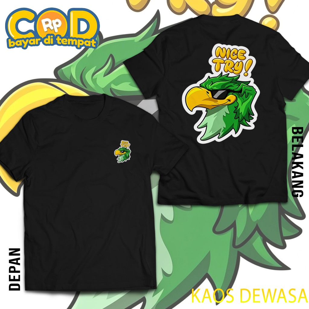 Tshirt Emote Mobile Legend Falcon Nice try Bahan Halus dan Lembut