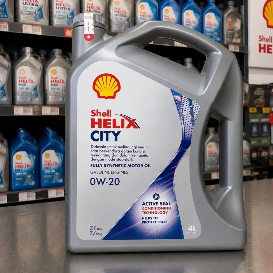 Oli Shell Helix City 0W-20 Full Synthetic 4 Liter 100% Original Barcode Dijamin Tembus Oli Mobil Cal