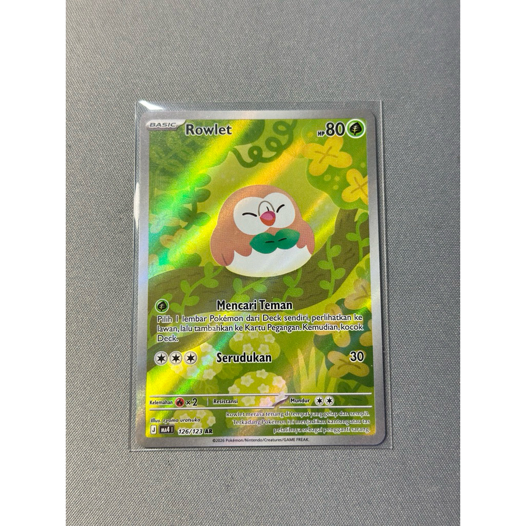 Kartu Pokemon Rowlet AR 126/123 TCG Indonesia