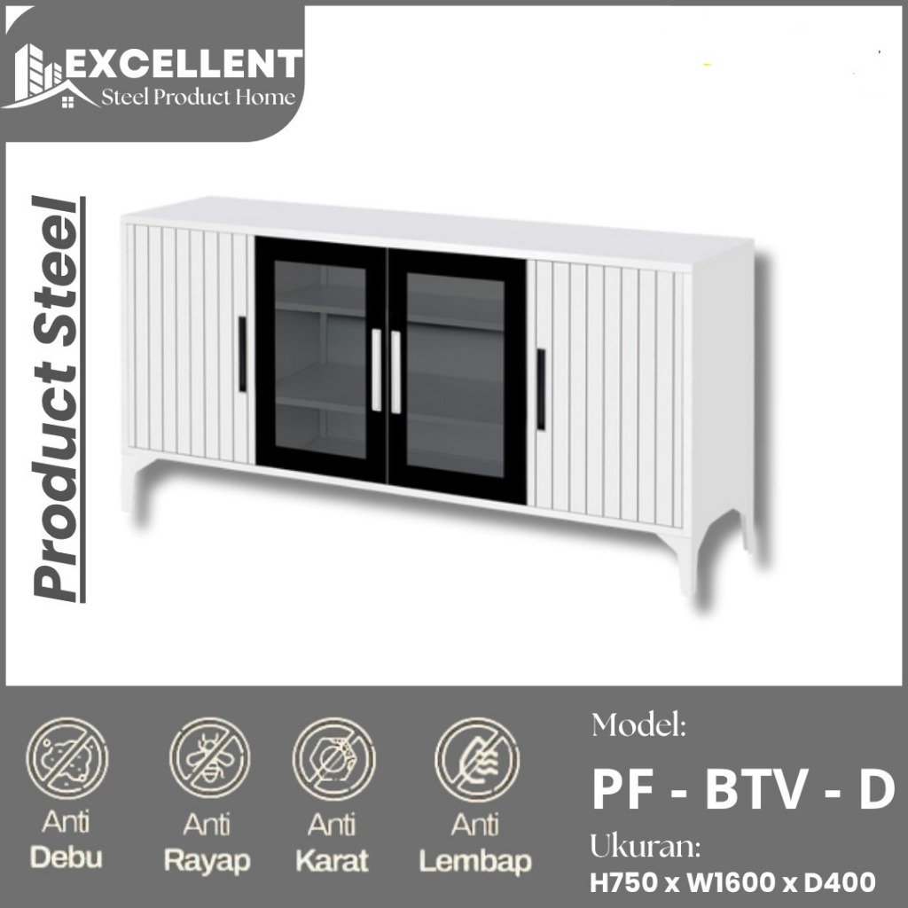 LEMARI BUFFET TV MINIMALIS KACA || BUFFET TV BESI - PF-BTV
