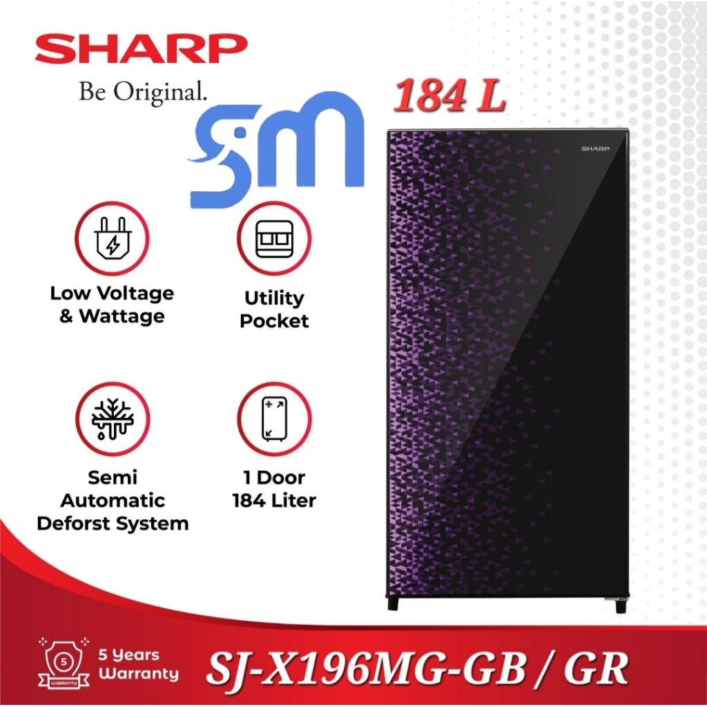 Kulkas Sharp 1 pintu SJ-X196MG GB / GR 196MG SJX196MG 184 Liter
