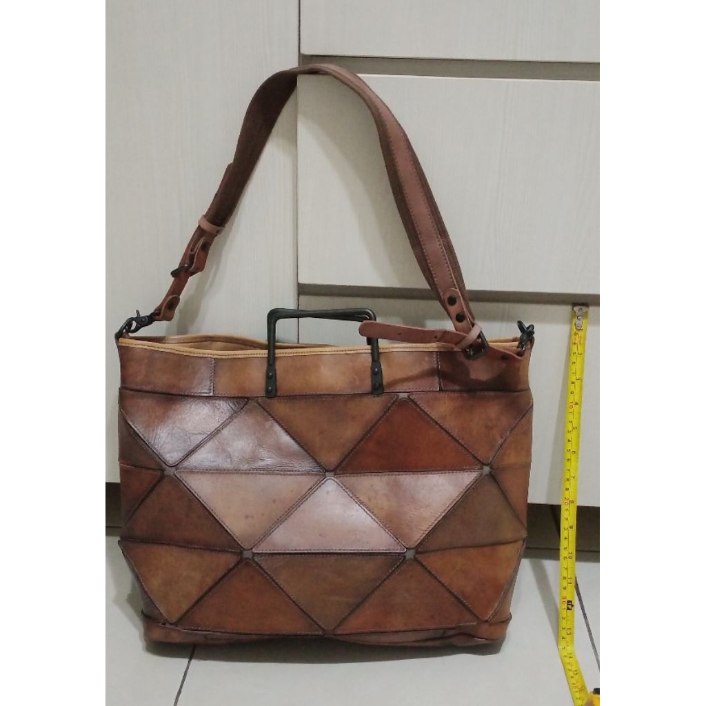 Preloved tas kerja second muat map dokumen A4 F4 folio untuk pria wanita unisex patchwork vintage ku