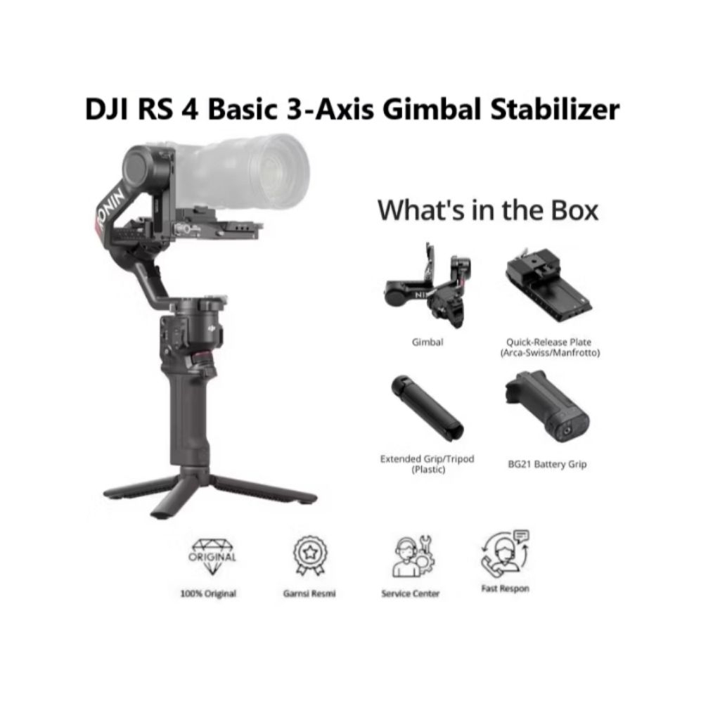 DJI RS 4 Basic 3-Axis Gimbal Stabilizer - DJI Ronin S 4 - DJI RS4 - DJI Ronin S4 Resmi Gimbal Stabil