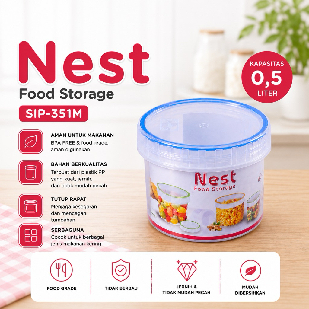 Toples Plastik Shinpo SIP 351 - Kedap Udara, Aman untuk Makanan, BPA Free