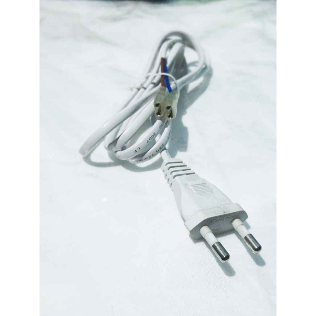Kabel Power AC 2 Pin 2x0.75mm²  Putih  Euro Plug ke Female 2 Pin  Kabel Listrik 300V Universal
