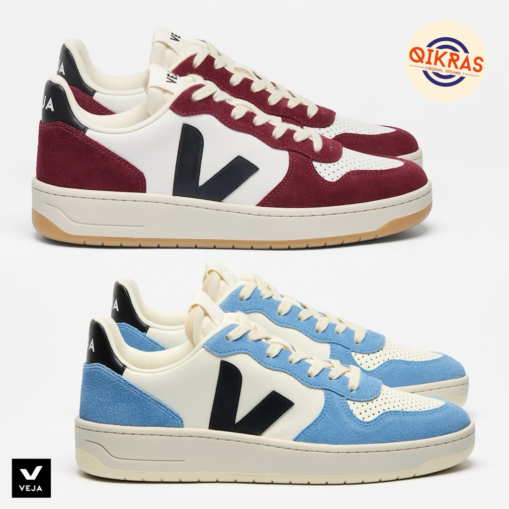 Veja V-10 Leather - White Black Amarante | Pure Black Aqua