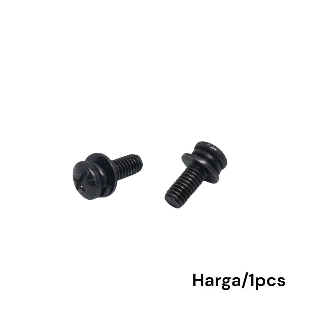 Baut 10 Obeng Double ring M6x15 Hitam Baja