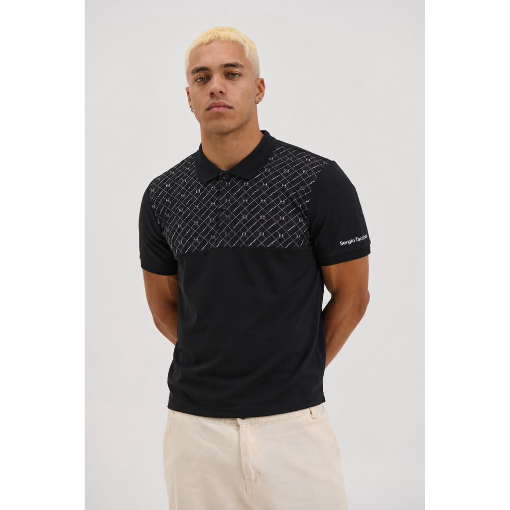 Sergio Tacchini Diamante Polo Shirt Jersey In Black